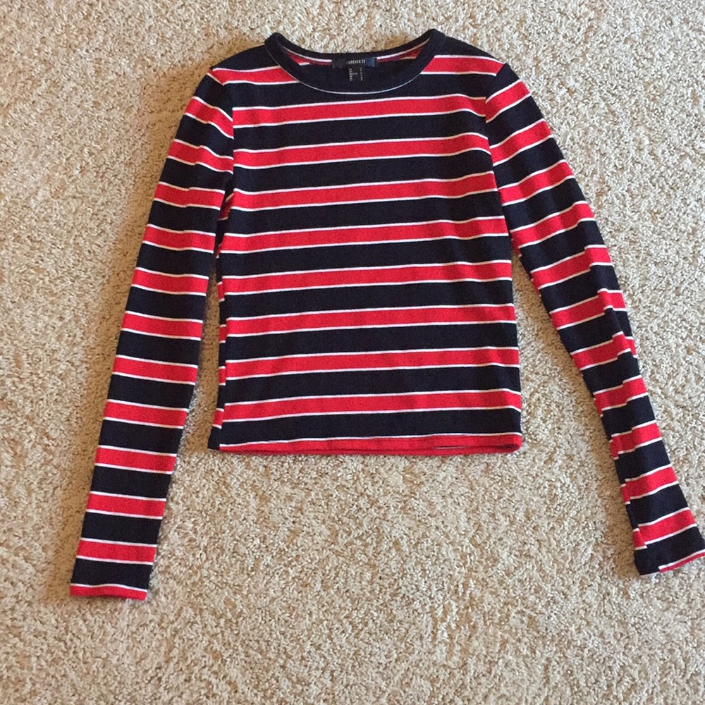 Red and black striped long sleeve shirt